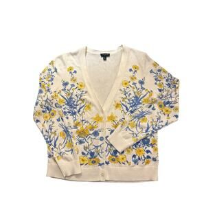 Talbots Petite Cottagecore Botanical Floral Cardigan Coastal Grandma SP